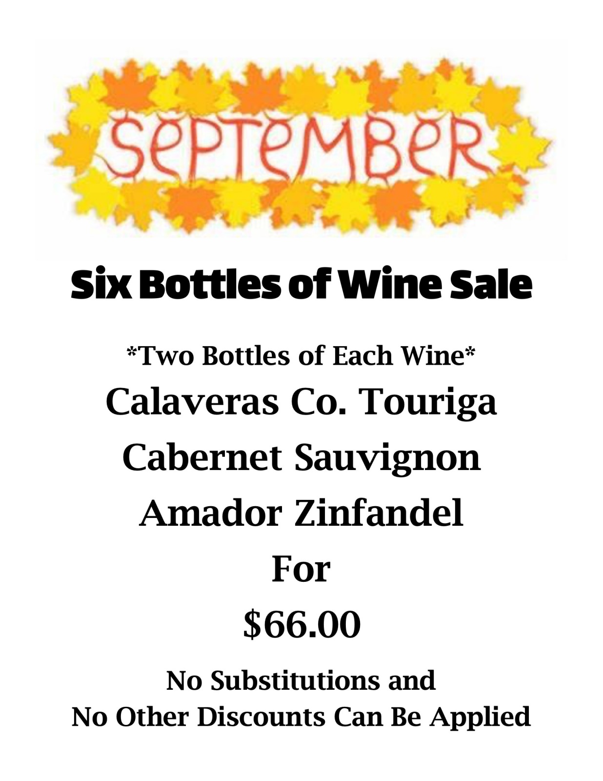 Six Bottle Wine Sale Special (mobile)
