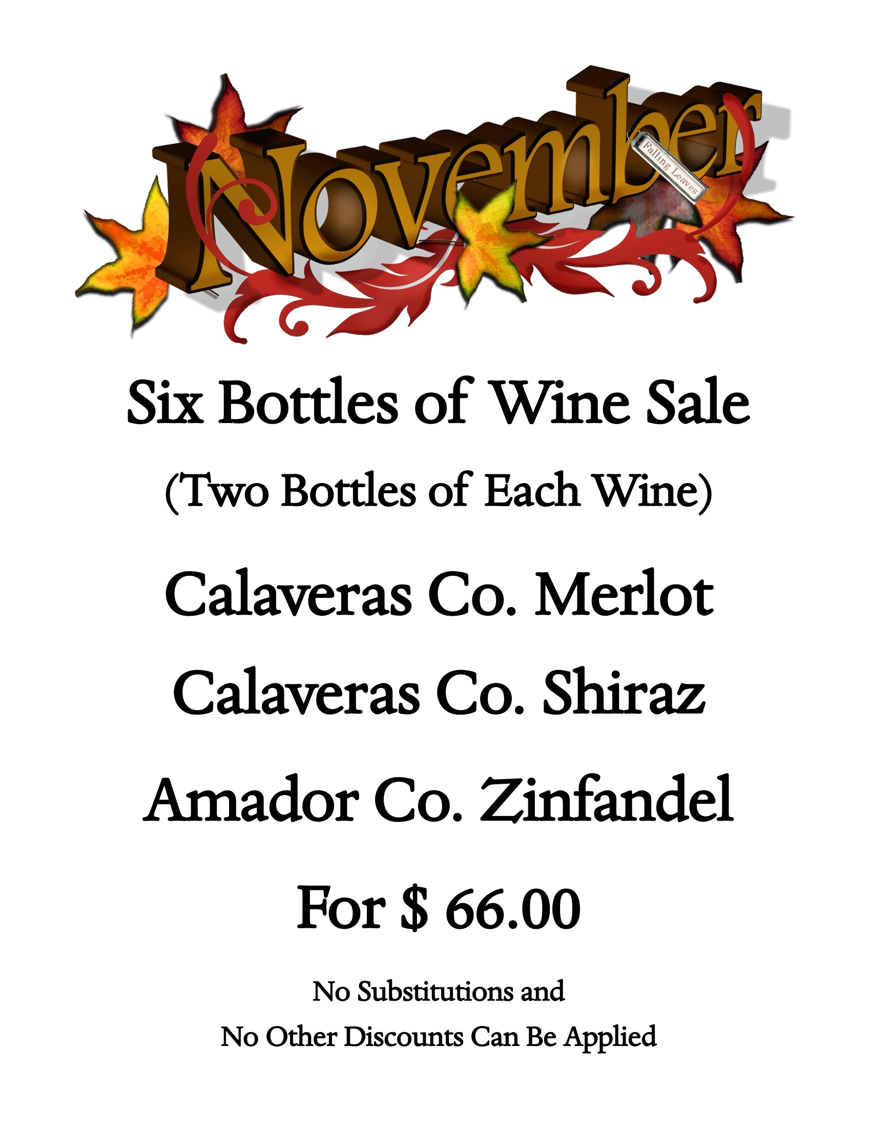 Six Bottle Wine Sale Special (mobile)